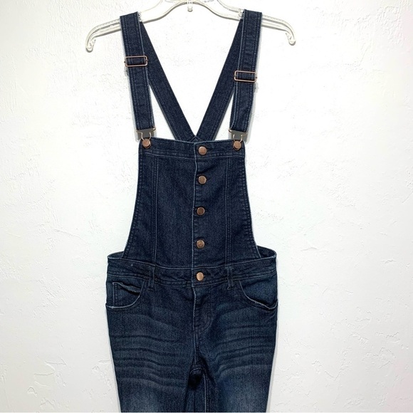 Tinseltown Overalls Dark Wash Blue Jeans Jumpsuit Skinny Leg Womens size Small - Picture 3 of 8